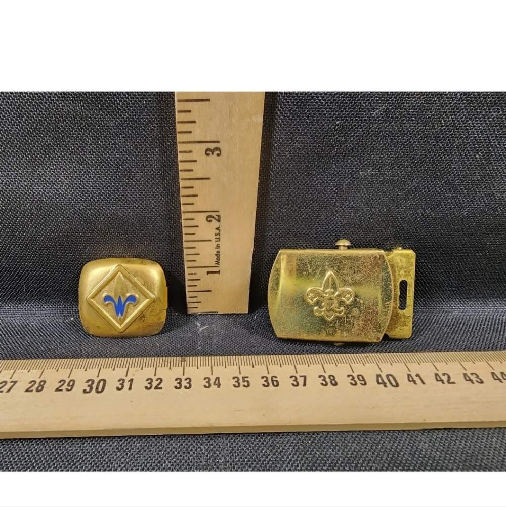 Vintage Cub Scout Lot Brass Belt Buckle/Slide Webelo Used BSA
